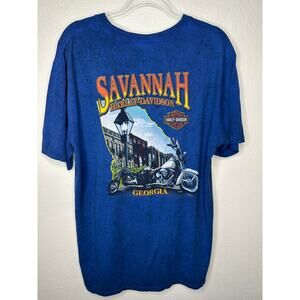 Harley-Davidson Savannah GA Tee Men’s L Blue Biker Shirt